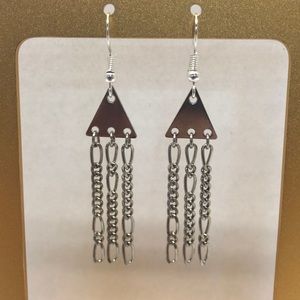 Hand crafted silver tone metal earrings